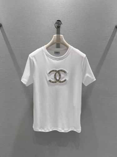 シンプル ロゴ 半袖Tシャツ シャネル Tシャツ コピー ホワイト
