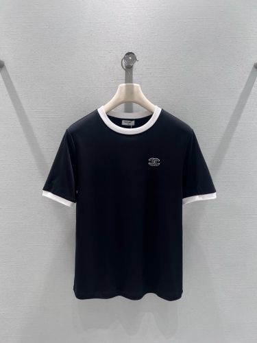 カジュアル コットン 半袖Tシャツ シャネル Tシャツ コピー ブラック