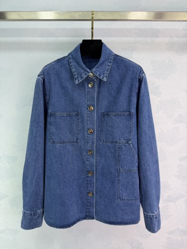 ゴールドボタン デニム ワークシャツ シャネル シャツ コピー コットン