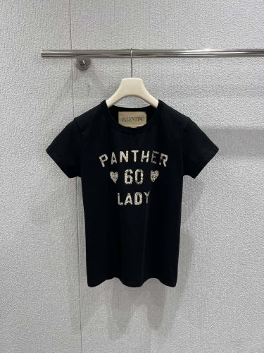 カジュアル プリント コットン 半袖Tシャツ ヴァレンティノ Tシャツ 偽物 ブラック