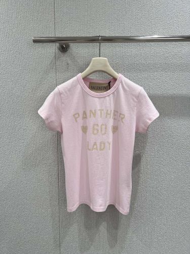 カジュアル プリント コットン 半袖Tシャツ ヴァレンティノ Tシャツ 偽物 ピンク