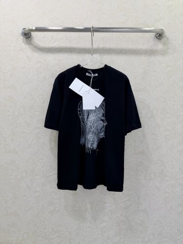 コットン プリント 半袖Tシャツ アレキサンダーワング Tシャツ 偽物 ブラック