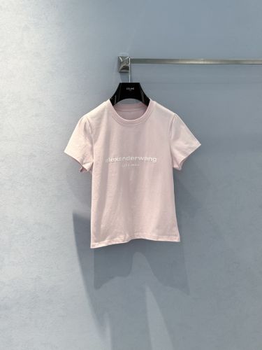 シンプル ロゴ入り 半袖Tシャツ アレキサンダーワング Tシャツ 偽物 コットン ピンク