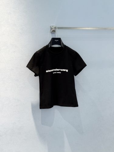 シンプル ロゴ入り 半袖Tシャツ アレキサンダーワング Tシャツ 偽物 コットン ブラック