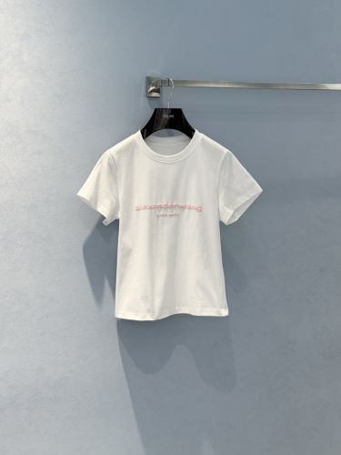 アレキサンダーワング Tシャツ 偽物 シンプル ロゴ入り 半袖Tシャツ コットン ホワイト