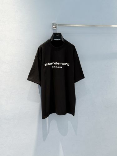 ユニセックス ロゴ 半袖Tシャツ アレキサンダーワング Tシャツ 偽物 ブラック
