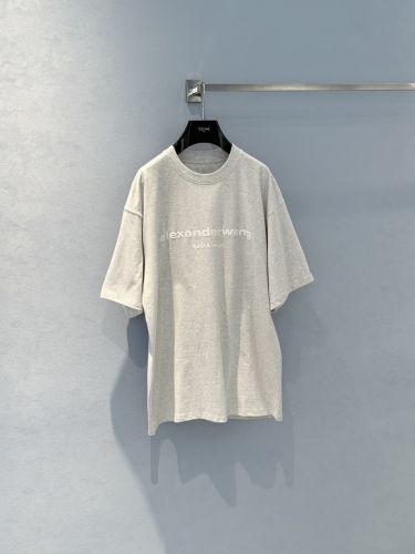 ユニセックス ロゴ 半袖Tシャツ アレキサンダーワング Tシャツ 偽物 グレー