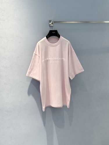 アレキサンダーワング Tシャツ 偽物 ユニセックス ロゴ 半袖Tシャツ ピンク
