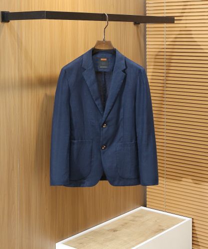 シンプル リネン テーラードジャケット エルメネジルド・ゼニア ジャケット 偽物 ネイビー