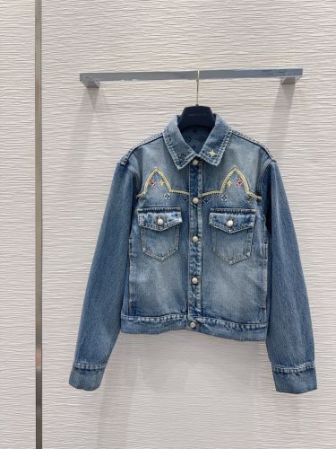 カジュアル 刺繍入り デニムジャケット ルイ・ヴィトン ジャケット コピー ブルゾン