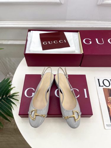 グッチ パンプス コピー GUCCI ホースビット スリングバック パンプス グレー