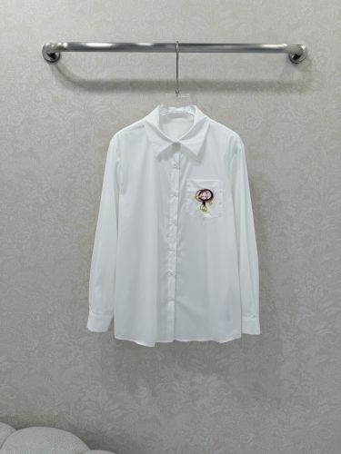 刺繍入り コットンブレンドシャツ グッチ シャツ コピー ホワイト
