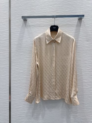 洗練された FFロゴ ジャガード ブラウス フェンディ シャツ 偽物 ベージュ
