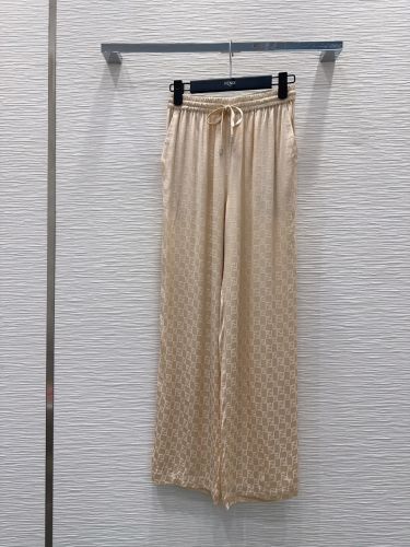 エレガント FFロゴ ジャガード ワイドパンツ フェンディ パンツ 偽物 ベージュ