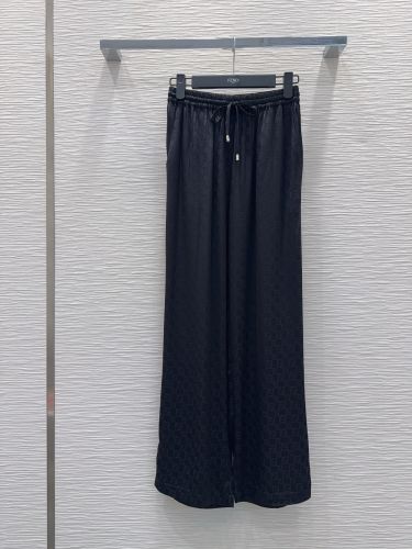 エレガント FFロゴ ジャガード ワイドパンツ フェンディ パンツ 偽物 ブラック