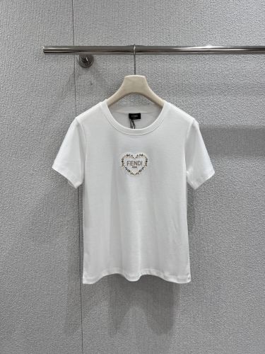 フェンディ Tシャツ 偽物 シンプル 合わせやすい コットン 半袖Tシャツ ホワイト