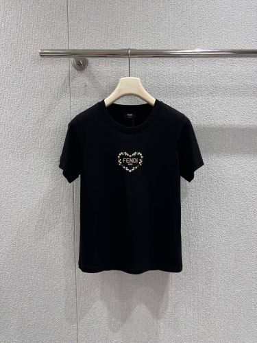 フェンディ Tシャツ 偽物 シンプル 合わせやすい コットン 半袖Tシャツ ブラック