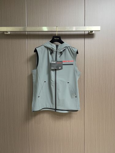 洗練された 合わせやすい フーデッド ジレ プラダ ジャケット 偽物 ベスト