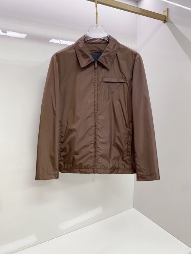 シンプル 洗練された ジップアップブルゾン プラダ ジャケット 偽物 ブラウン