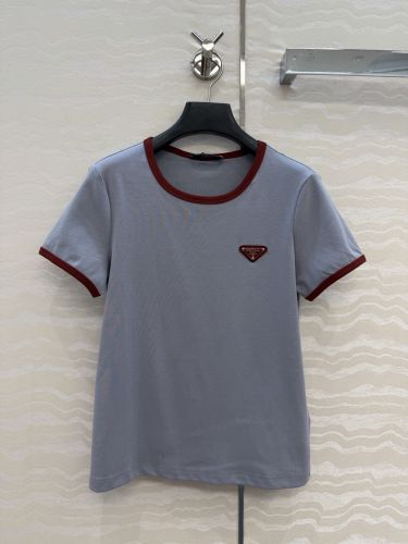 カジュアル 配色 半袖Tシャツ クルーネック プラダ Tシャツ 偽物 