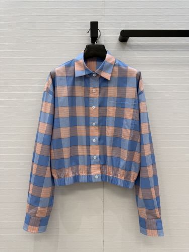 爽やか 配色 チェックシャツ プラダ シャツ 偽物 合わせやすい レディース