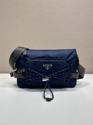 プラダ スピードロック Re-Nylon レザー ショルダーバッグ スーパーコピー ネイビー