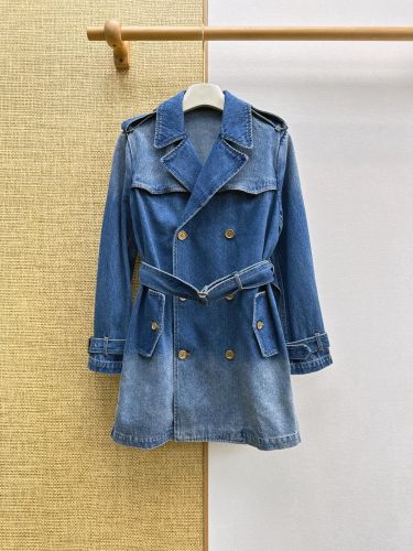 カジュアル ベルト付き デニム トレンチコート バーバリー ジャケット コピー