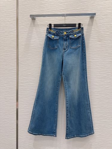フェンミン エレガント フレアデニムパンツ セリーヌ ジーンズ 偽物 ブルー