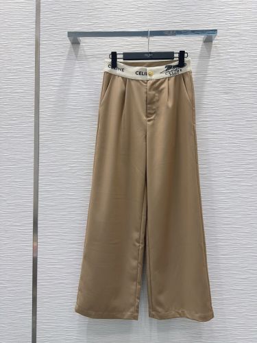 おしゃれ ロゴウエスト ワイドパンツ セリーヌ パンツ 偽物 カーキ