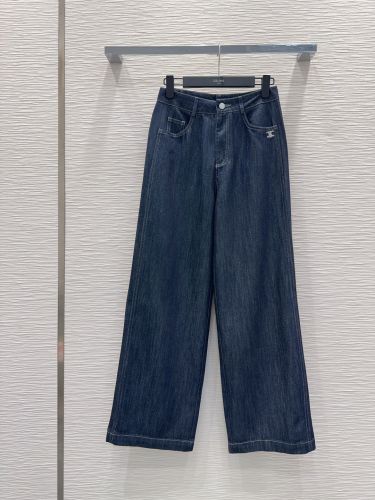 シンプル トリオンフ刺繍 セリーヌ ジーンズ 偽物 合わせやすい デニムパンツ