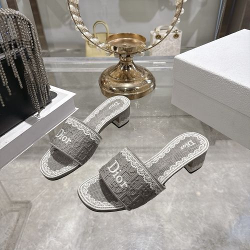 Dior Dentelle ヒールスライド クリスチャン・ディオール サンダル コピー グレー