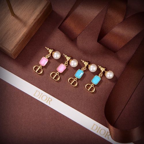 カラフルストーン＆パール ドロップピアス クリスチャン・ディオール イヤリング 偽物