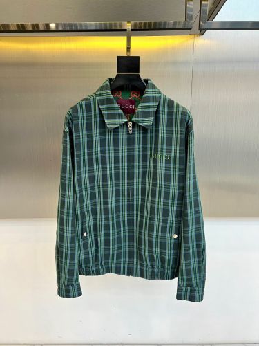 グッチ ジャケット 偽物 カジュアル 上品 チェック柄ロゴ刺繍 ブルゾン