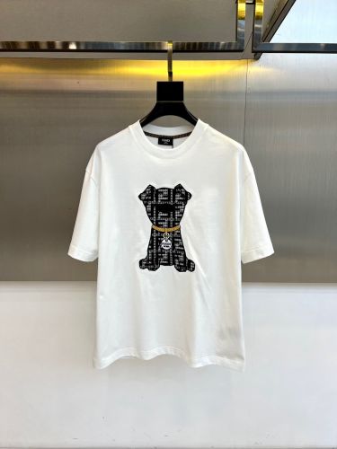 フェンディ Tシャツ 偽物 カジュアル 遊び心 クルーネック 半袖Tシャツ ホワイト