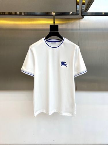 シンプル ロゴ刺繍 コットン 半袖Tシャツ バーバリー Tシャツ 偽物 ホワイト