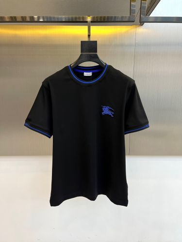 シンプル ロゴ刺繍 コットン 半袖Tシャツ バーバリー Tシャツ 偽物 ブラック