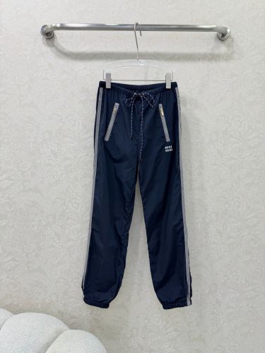 カジュアル スタイリッシュ トラックパンツ ミュウミュウ パンツ 偽物 ネイビー