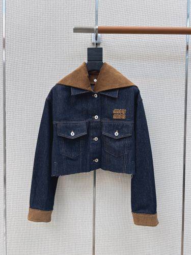 ミュウミュウ ジャケット コピー コーデュロイ切り替え デニムジャケット 