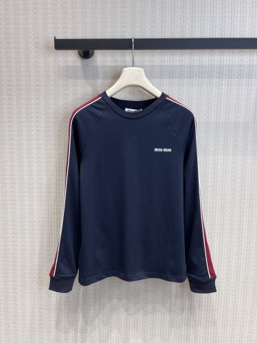 カジュアル クルーネック 長袖Tシャツ ミュウミュウ Tシャツ コピー コットン