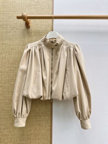 洗練された コットン クロップド丈ブルゾン クロエ ジャケット コピー ベージュ