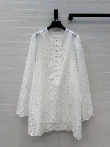 アイレット刺繍 チュニック ドレス クロエ ワンピース コピー コットン ホワイト