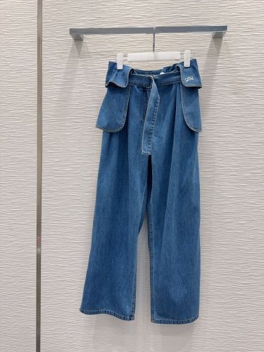 お洒落 合わせやすい ベルテッド デニムパンツ ロエベ ジーンズ コピー 