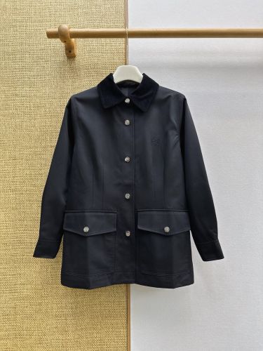 カジュアル コーデュロイ襟 ブルゾン ロエベ ジャケット コピー ブラック
