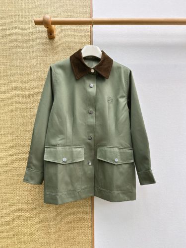 カジュアル コーデュロイ襟 ブルゾン ロエベ ジャケット コピー グリーン