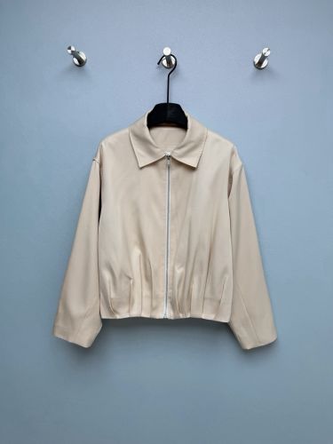 シルク混 クロップド ジップアップジャケット ロエベ ジャケット コピー アイボリー
