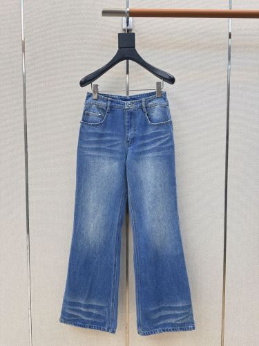 ウォッシュド ワイド フレア デニムパンツ シャネル ジーンズ 偽物 合わせやすい