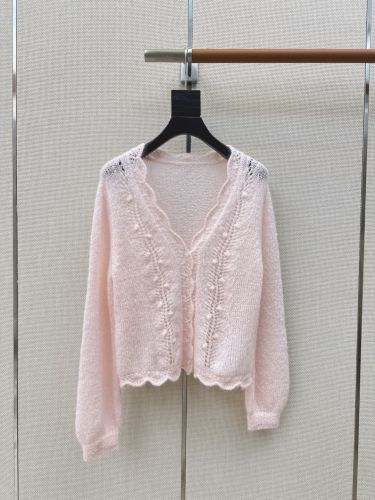 女子力アップ シャネル ニット コピー Vネック カーディガン ピンク