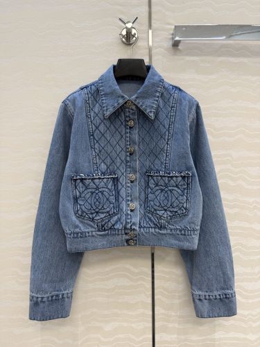 お洒落 可愛い シャネル ジャケット コピー マトラッセステッチ デニム ショートジャケット