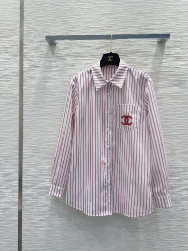 シャネル シャツ コピー ストライプ ロゴプリント コットンシャツ 