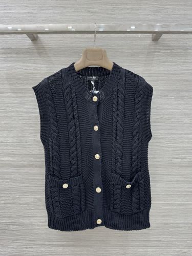 ケーブル編み ニットベスト シャネル ニット コピー 合わせやすい ブラック